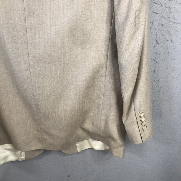 Oscar De La Renta Blazer Mens 46R Cream Silk Wool Sport Coat Jacket Career - Picture 12 of 16